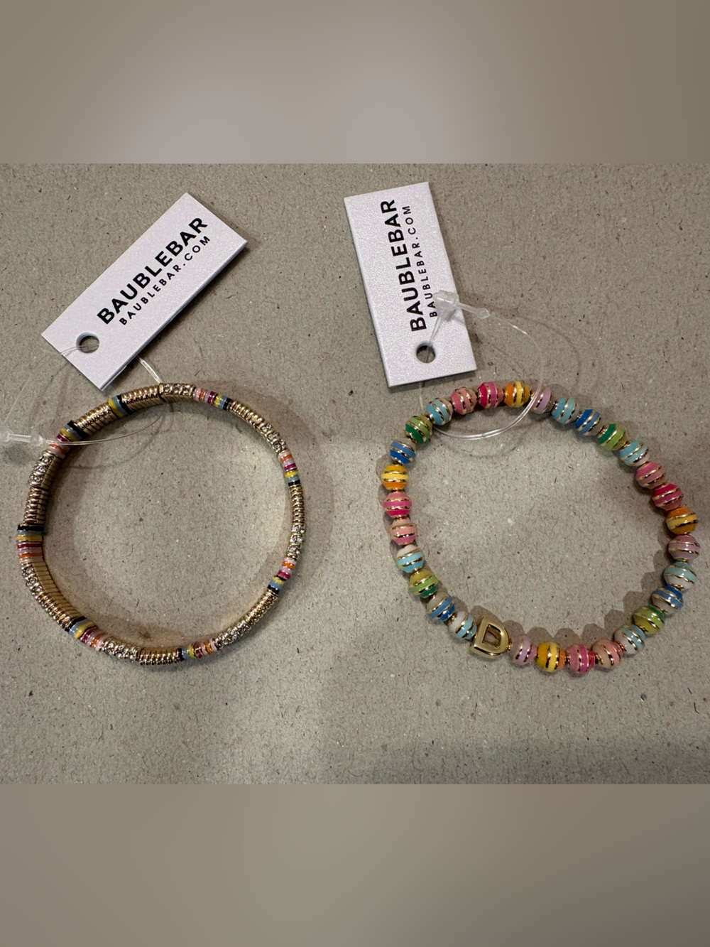 BaubleBar Rainbow Striped Beaded Bracelet with Gold Accents